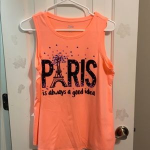 Orange Paris tank top.